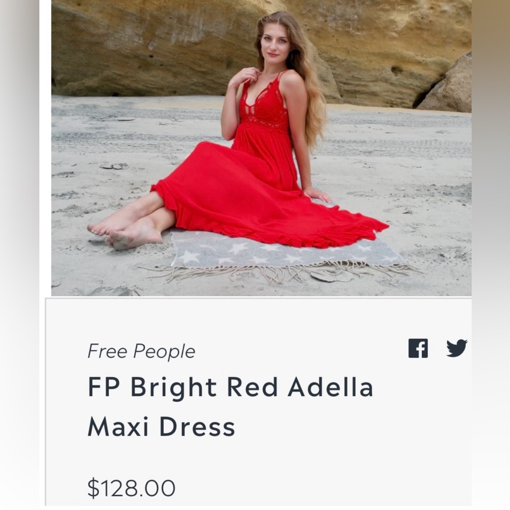 ❌SOLD❌Free People Adella Maxi Slip Dress, Red, available in XS or LG (sold), NWT